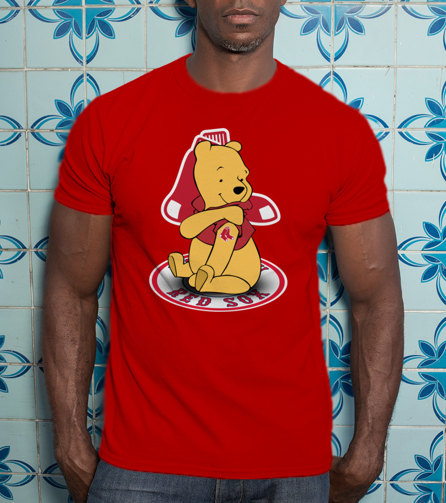 Boston Red Sox Winnie The Pooh Hugging Baseball T-Shirt