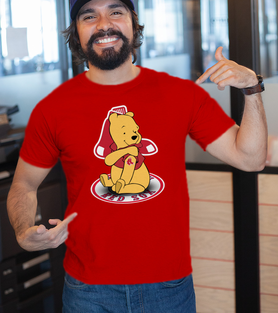 Boston Red Sox Winnie The Pooh Hugging Baseball T-Shirt