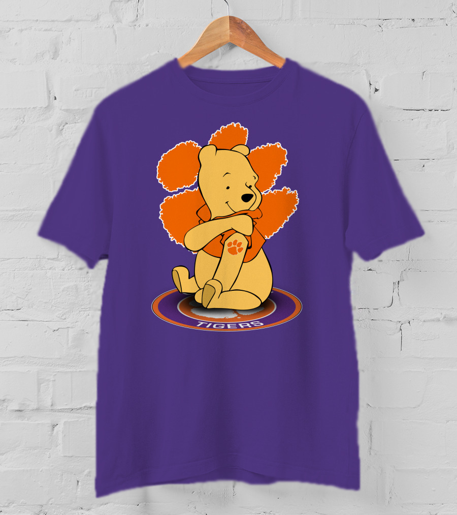 Clemson Tigers Winnie The Pooh Paw Prints T-Shirt
