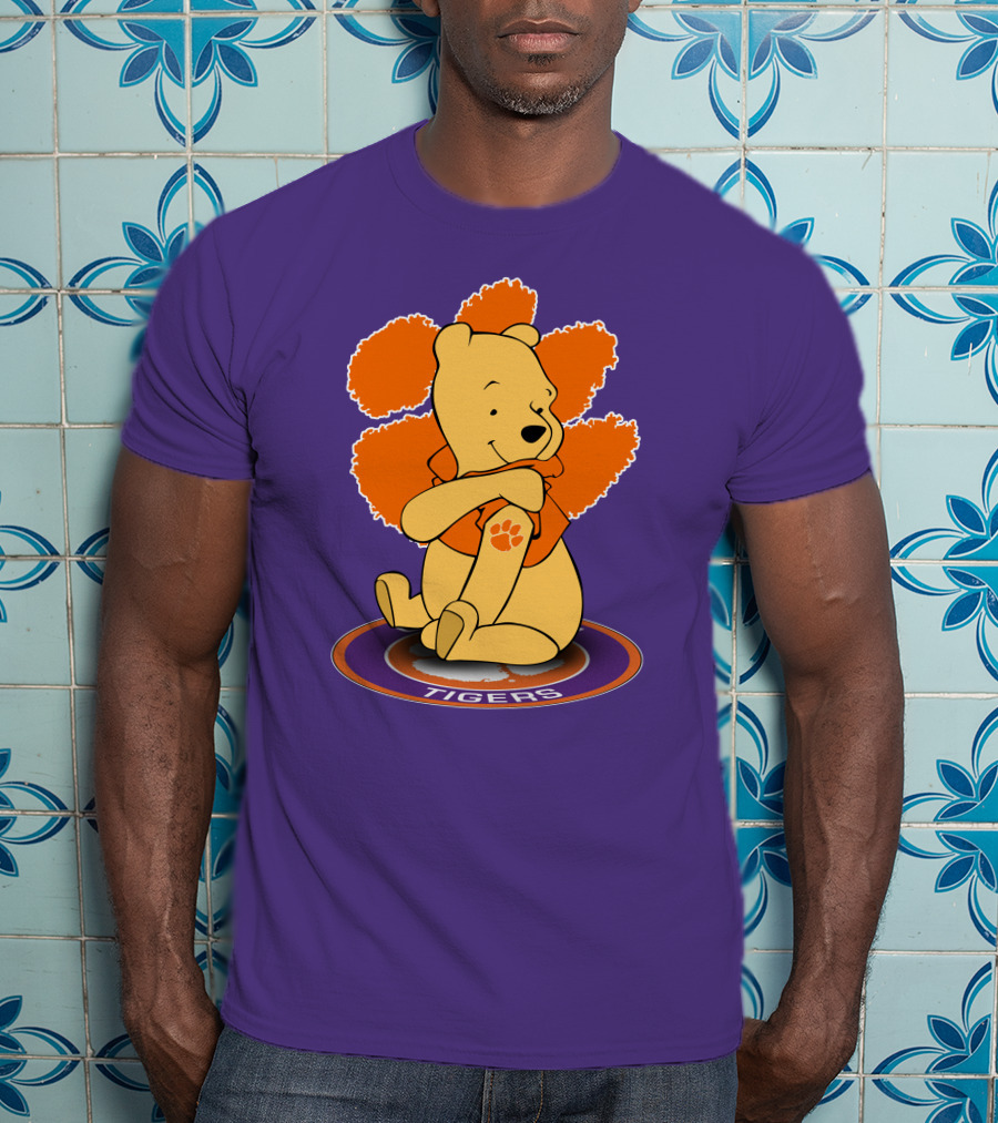 Clemson Tigers Winnie The Pooh Paw Prints T-Shirt