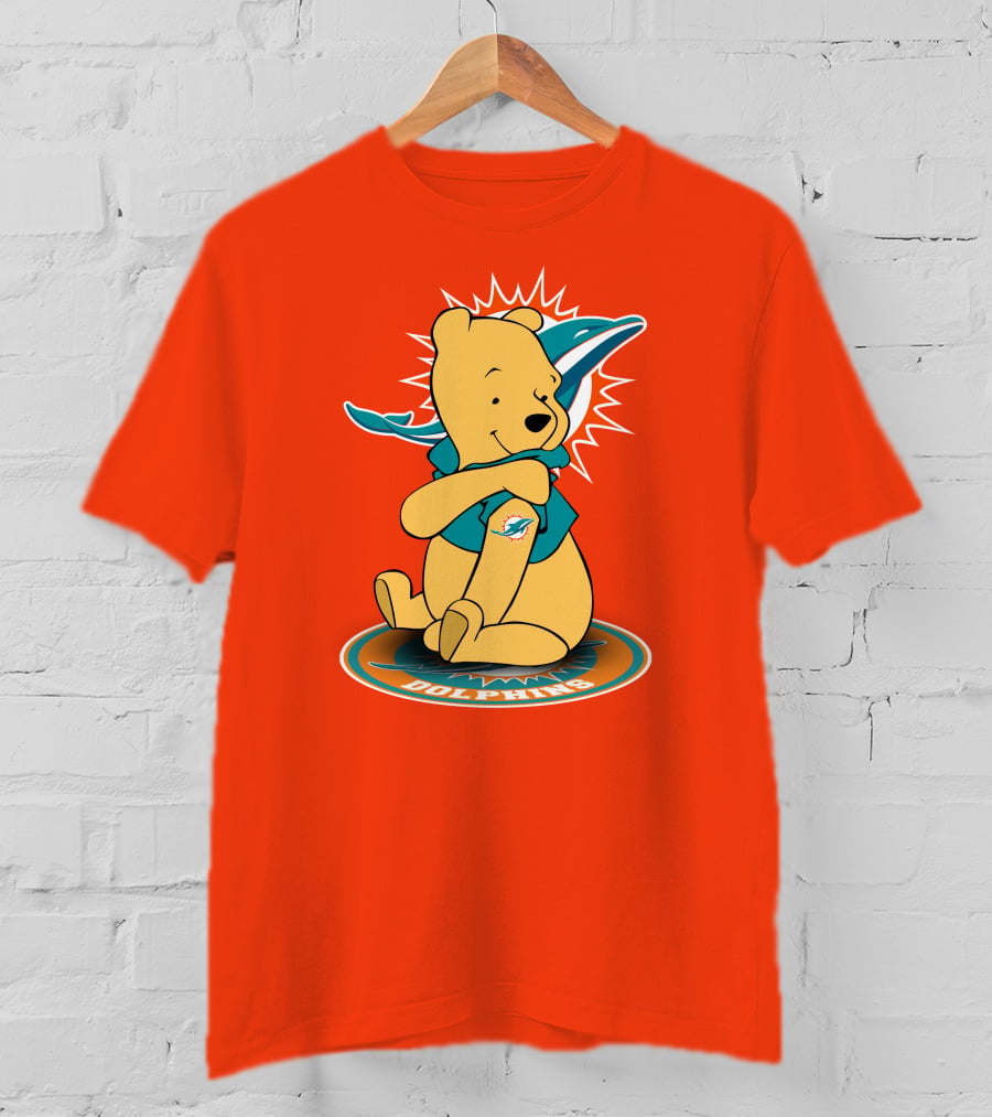 Miami Dolphins Winnie The Pooh NFL Football Crossover T-Shirt