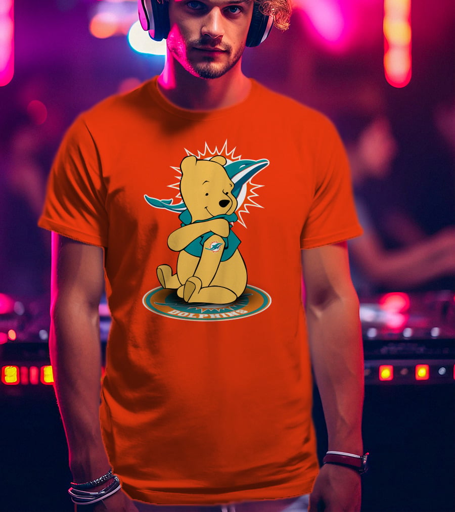 Miami Dolphins Winnie The Pooh NFL Football Crossover T-Shirt