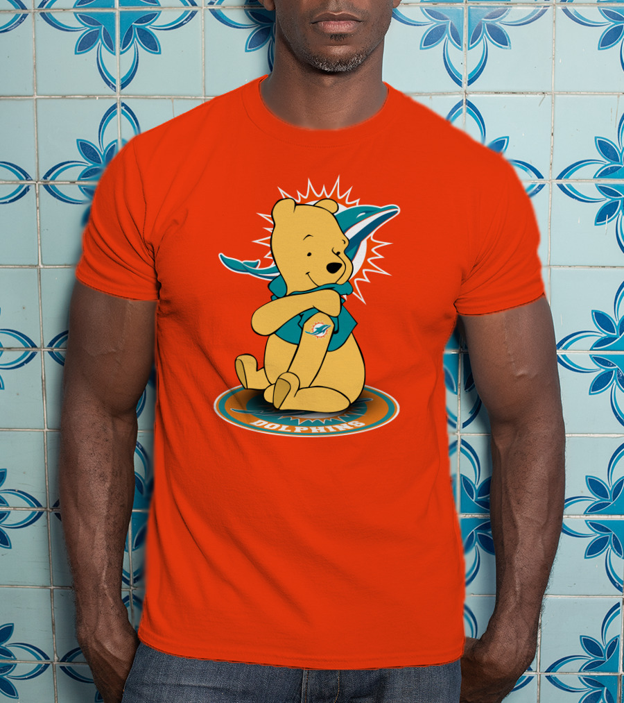 Miami Dolphins Winnie The Pooh NFL Football Crossover T-Shirt