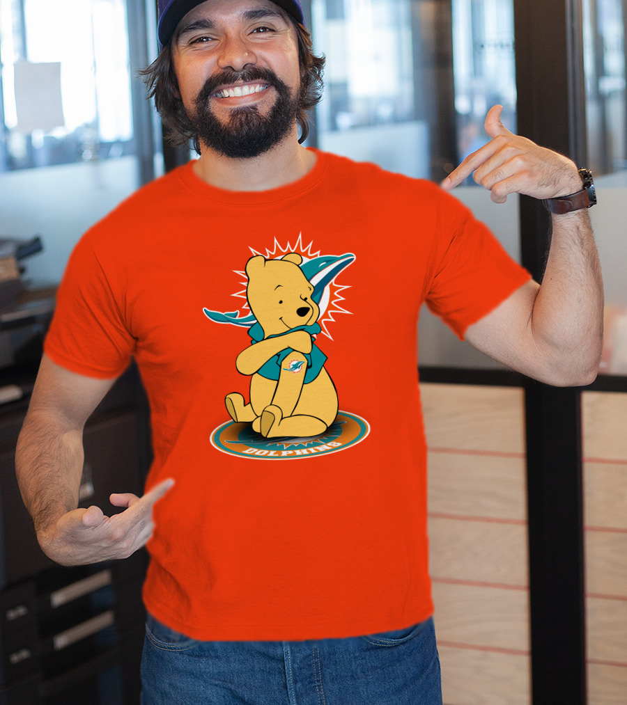 Miami Dolphins Winnie The Pooh NFL Football Crossover T-Shirt