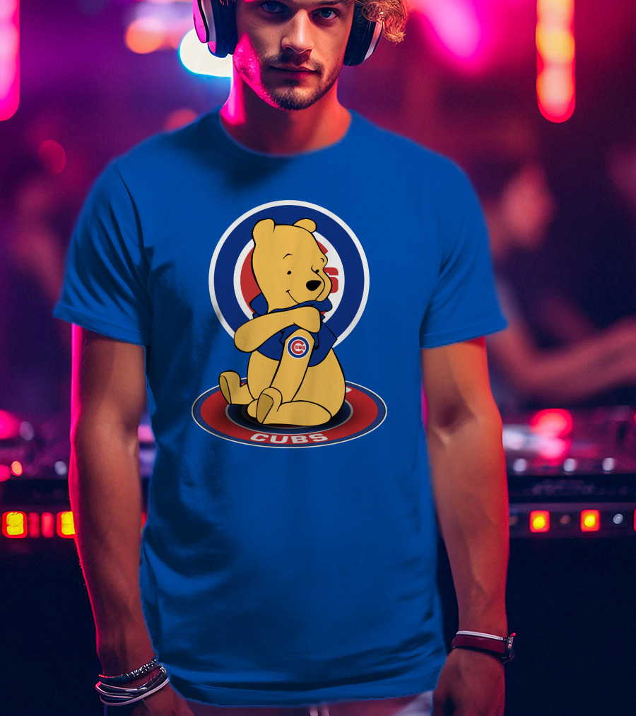 Chicago Cubs Pooh Bear Crossover Logo T-Shirt