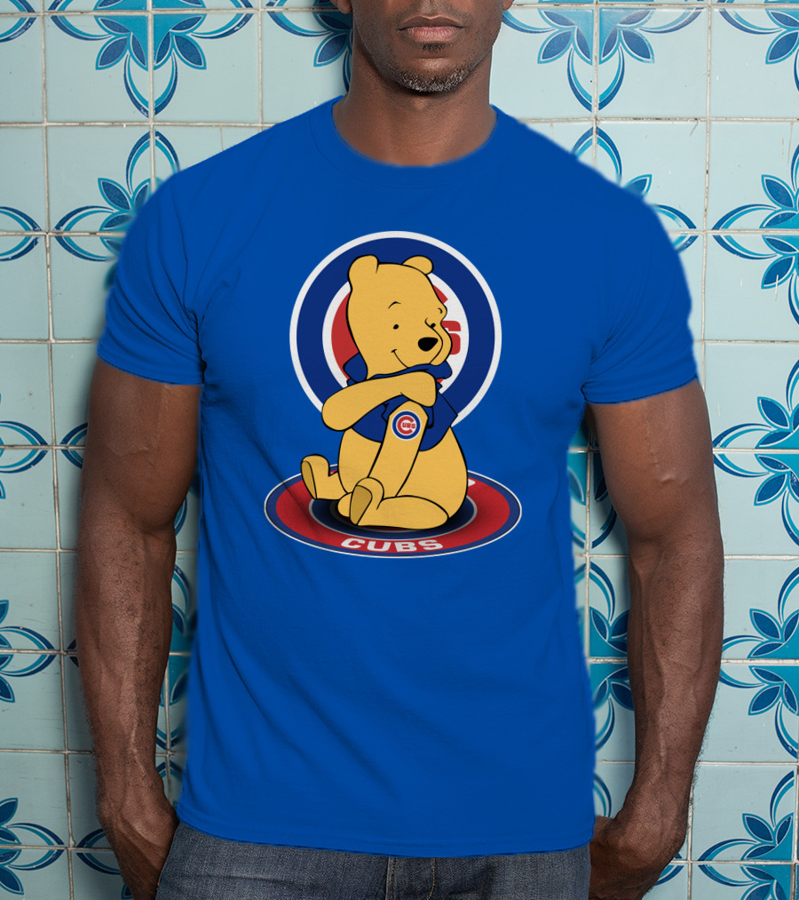 Chicago Cubs Pooh Bear Crossover Logo T-Shirt