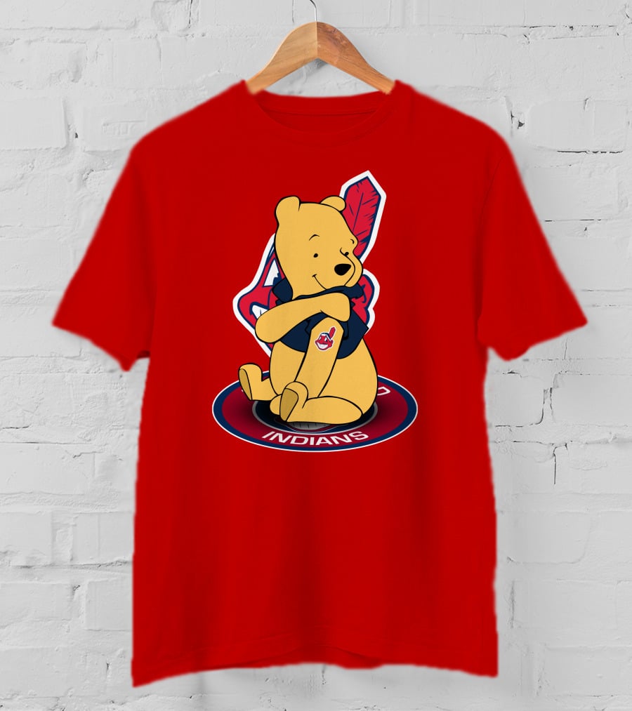 Winnie The Pooh Cleveland Indians Baseball Team Crossover T-Shirt