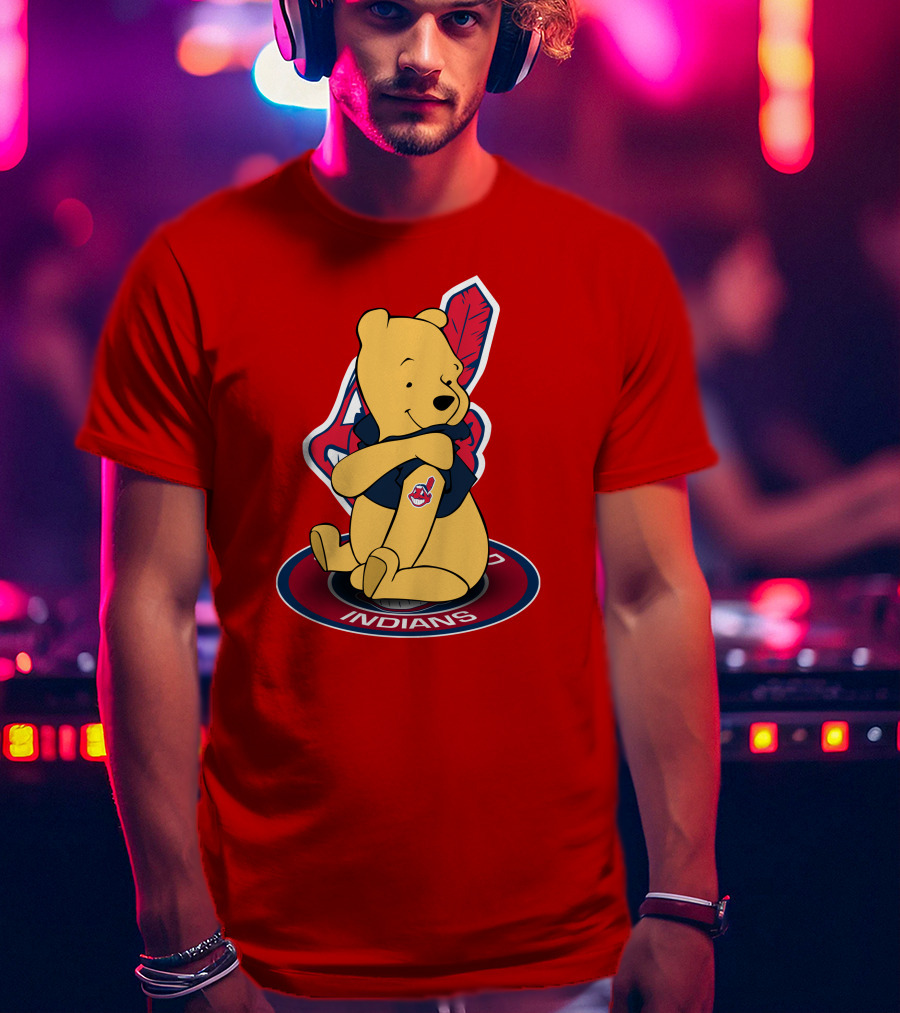 Winnie The Pooh Cleveland Indians Baseball Team Crossover T-Shirt