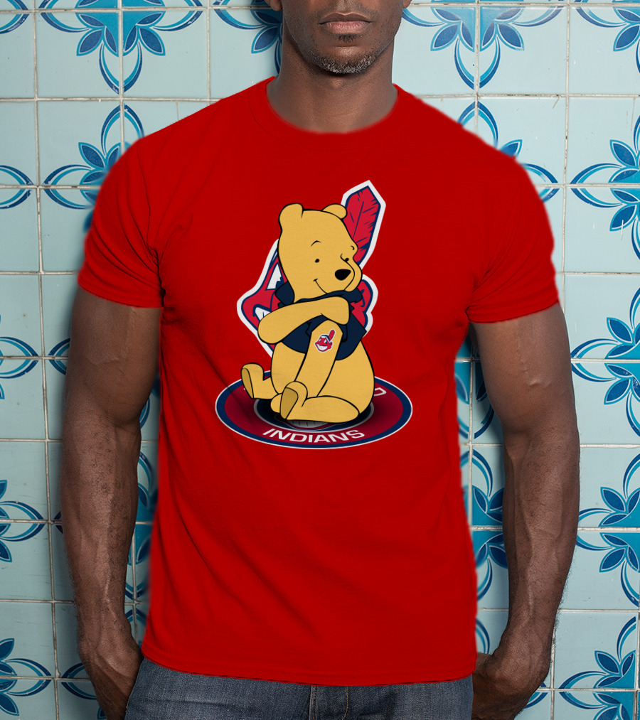Winnie The Pooh Cleveland Indians Baseball Team Crossover T-Shirt