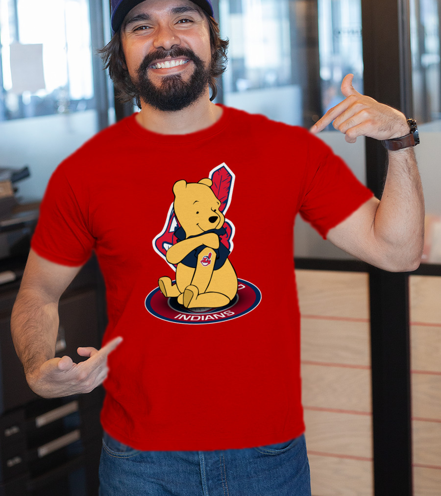 Winnie The Pooh Cleveland Indians Baseball Team Crossover T-Shirt