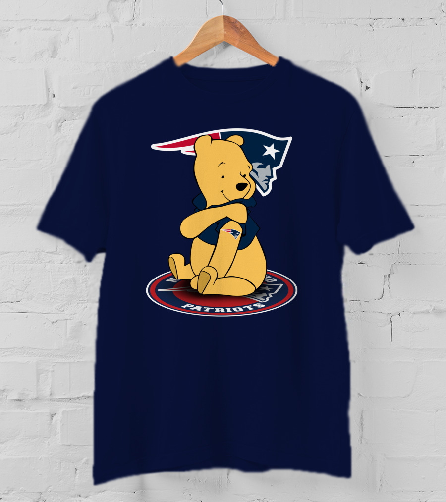 New England Patriots Winnie The Pooh Logo With Patriots Emblem T-Shirt