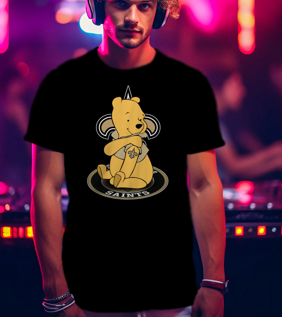 New Orleans Saints Winnie The Pooh Fan Logo Fusion T-Shirt