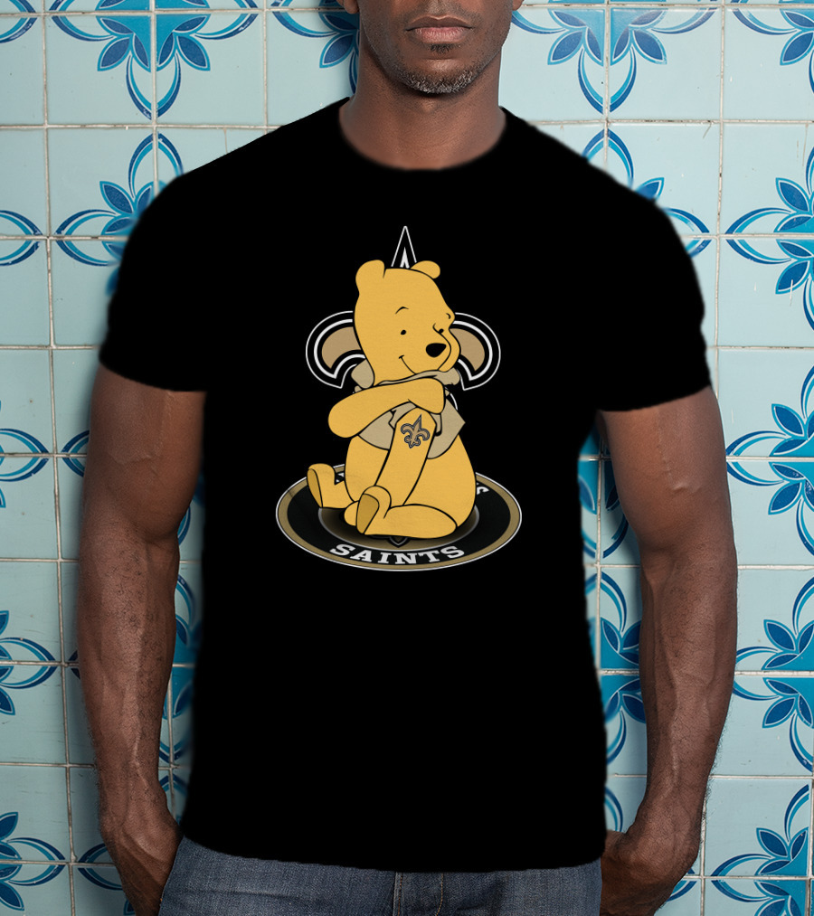 New Orleans Saints Winnie The Pooh Fan Logo Fusion T-Shirt