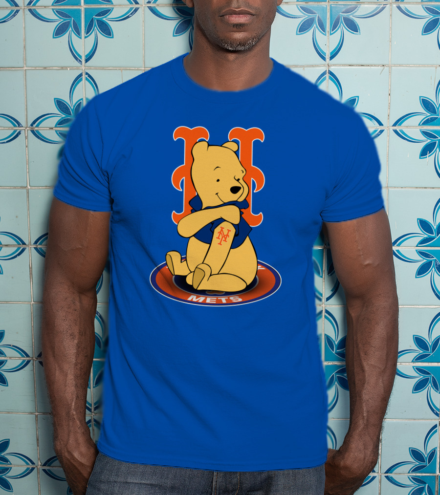 New York Mets Winnie The Pooh MLB Character Crossover T-Shirt