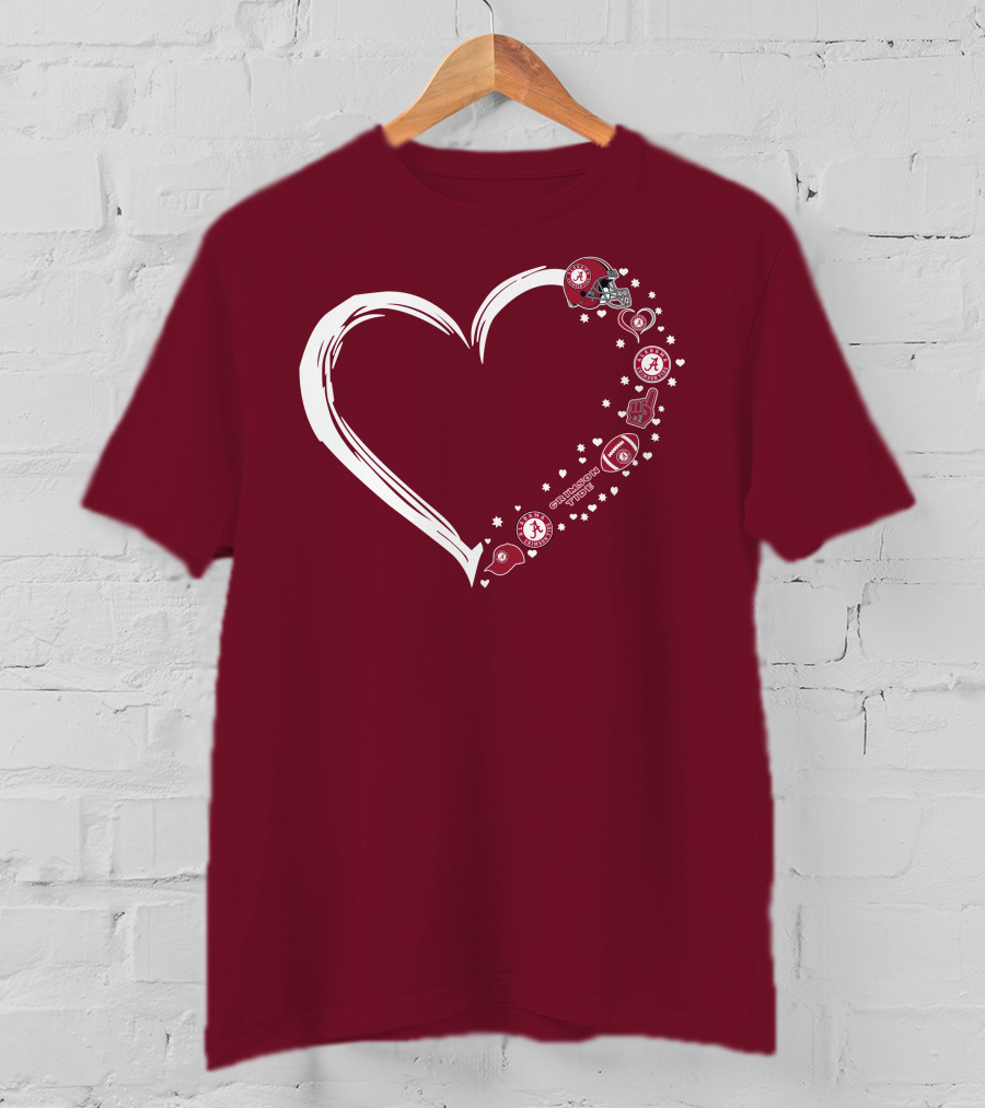 Alabama Crimson Tide Heart Design #1 Fan T-Shirt