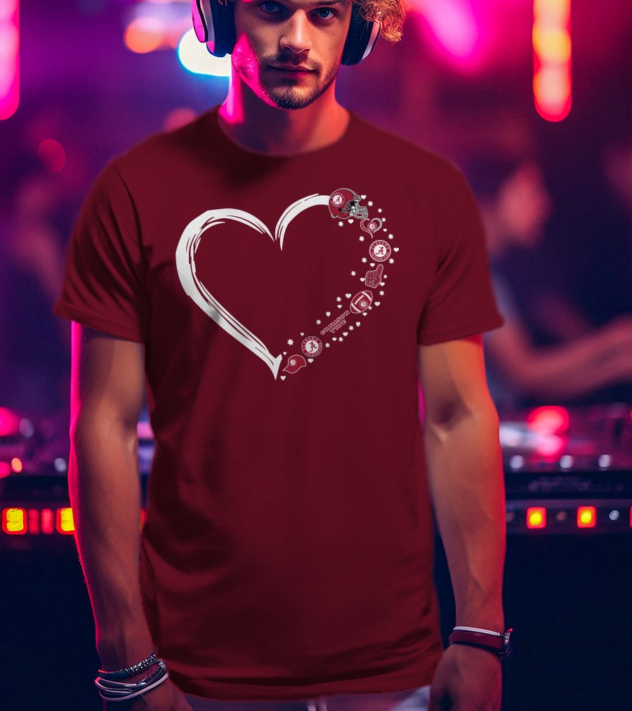 Alabama Crimson Tide Heart Design #1 Fan T-Shirt