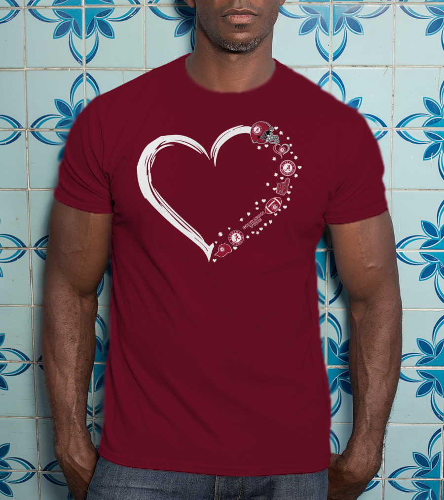 Alabama Crimson Tide Heart Design #1 Fan T-Shirt