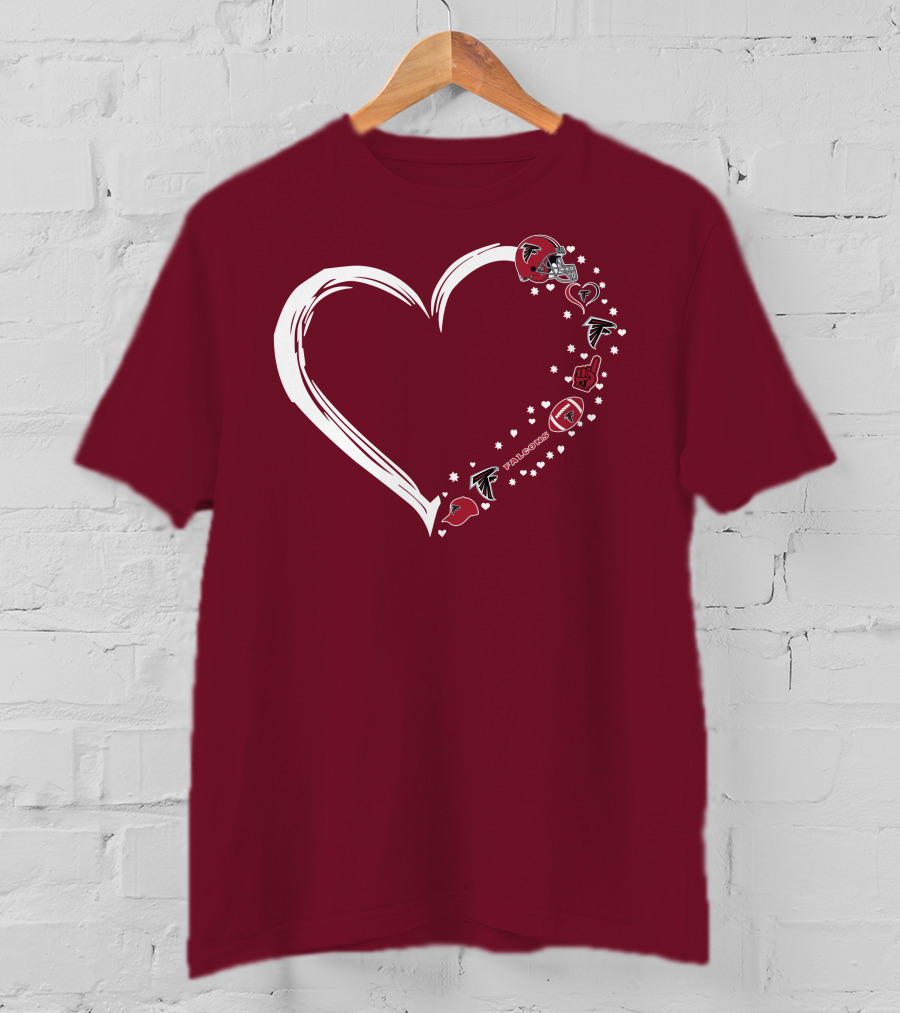 Atlanta Falcons Heart-Shaped Fan Love T-Shirt