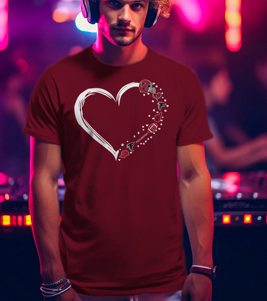 Atlanta Falcons Heart-Shaped Fan Love T-Shirt