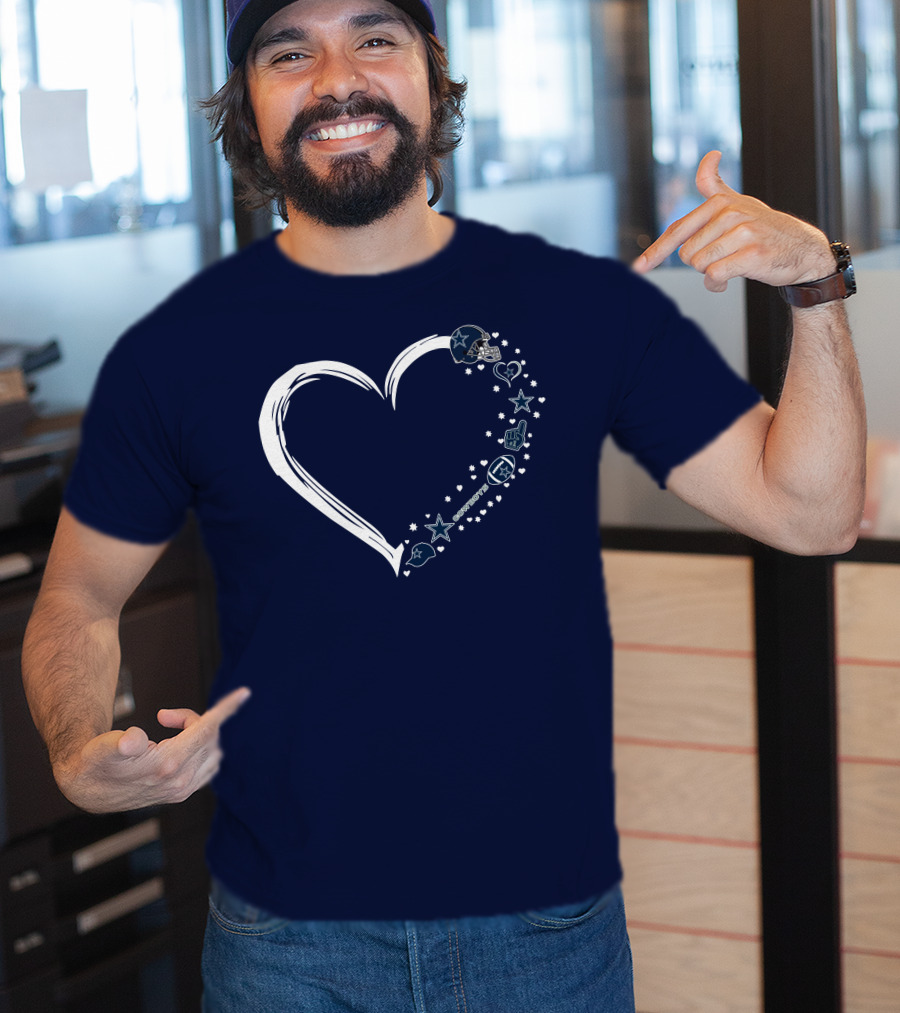 Love Dallas Cowboys #1 Fan Heart Stars Football Helmet T-Shirt