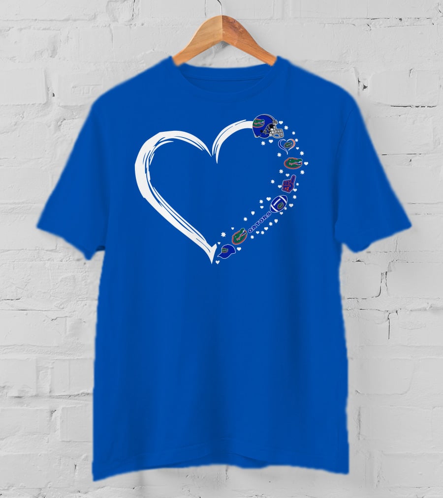 Florida Gators Love Heart Helmet Fan Symbols T-Shirt