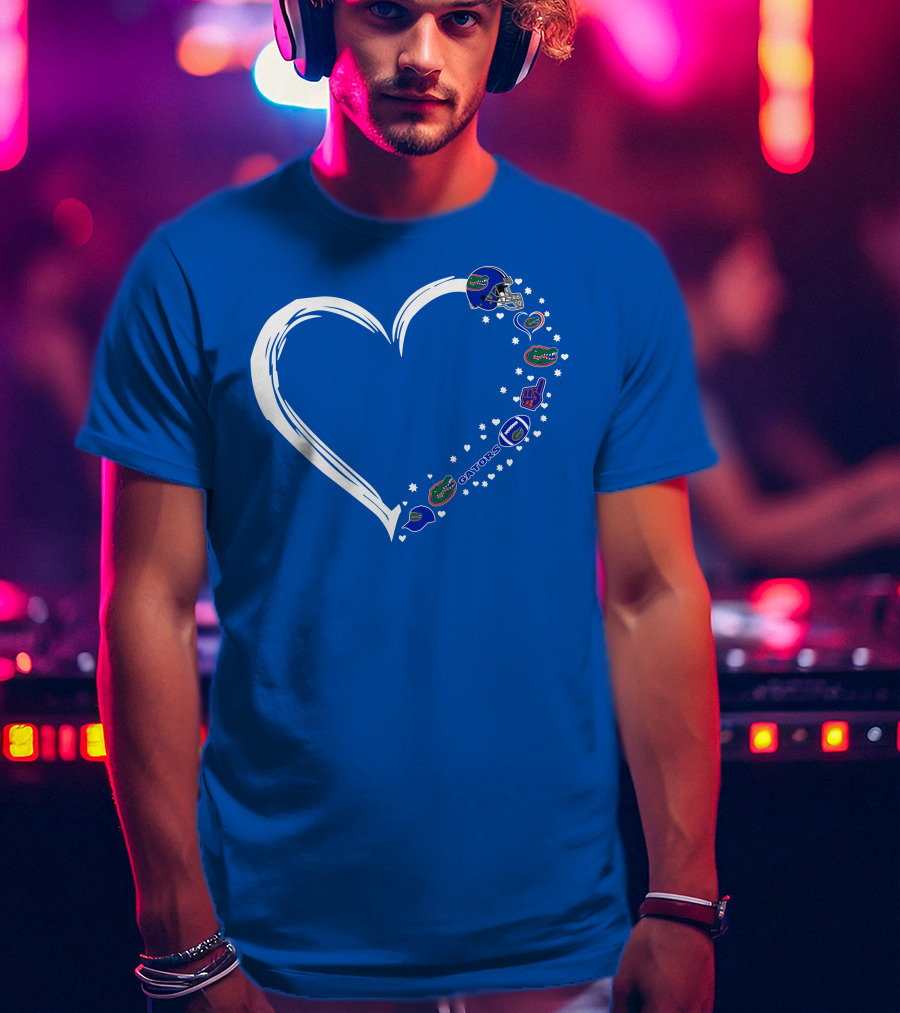 Florida Gators Love Heart Helmet Fan Symbols T-Shirt