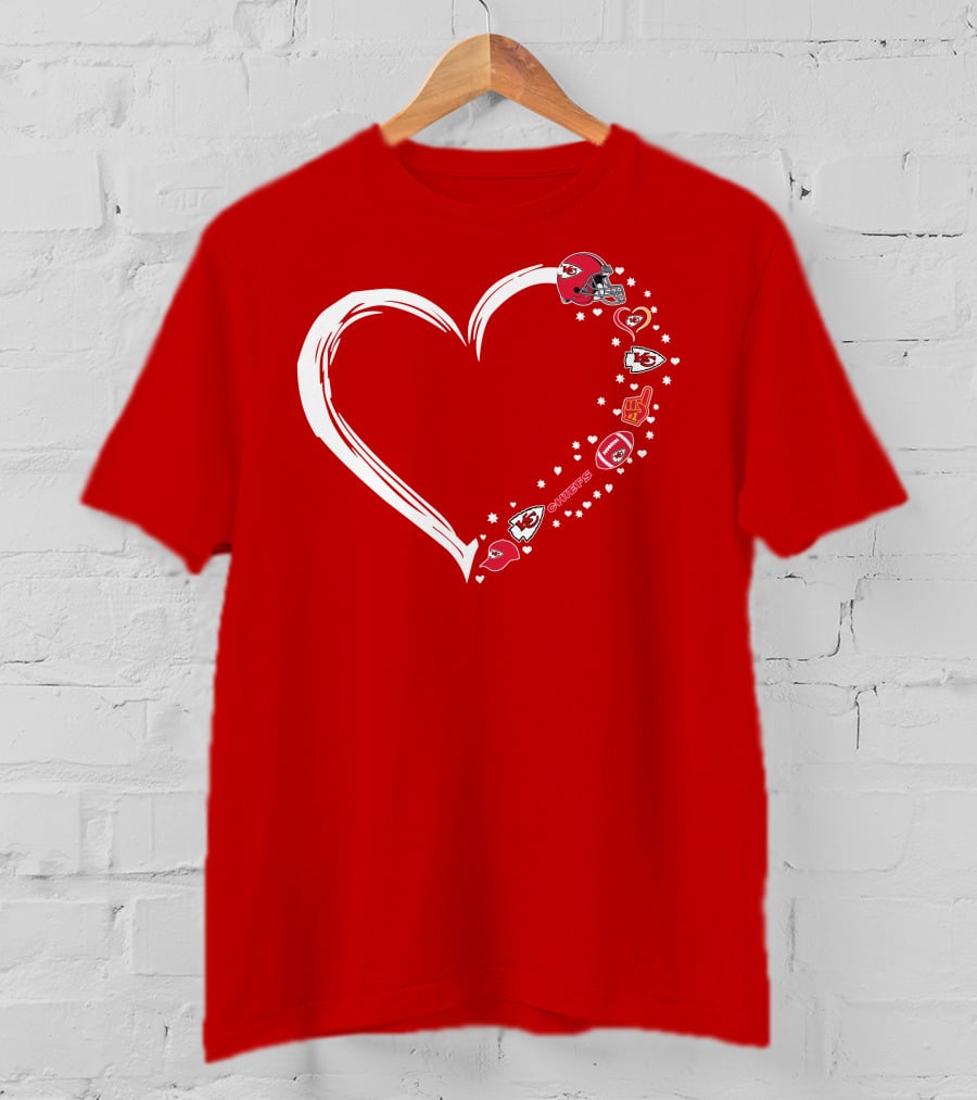 Kansas City Chiefs Fan Heart Helmet Football Stars Chiefs T-Shirt