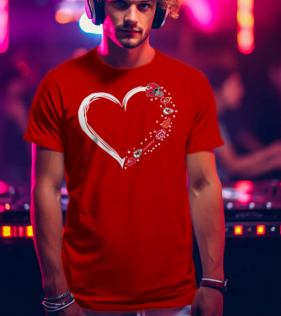 Kansas City Chiefs Fan Heart Helmet Football Stars Chiefs T-Shirt