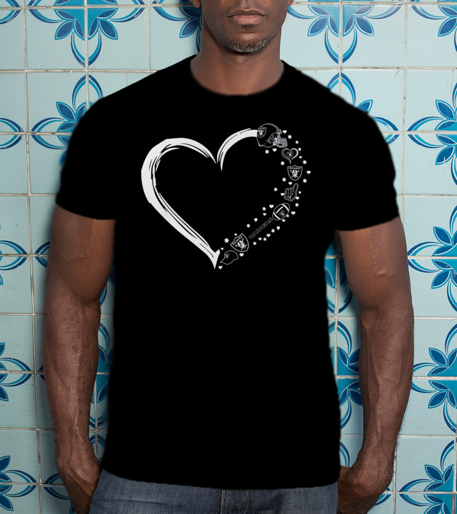 Las Vegas Raiders Heart Logo And Helmet Fan T-Shirt