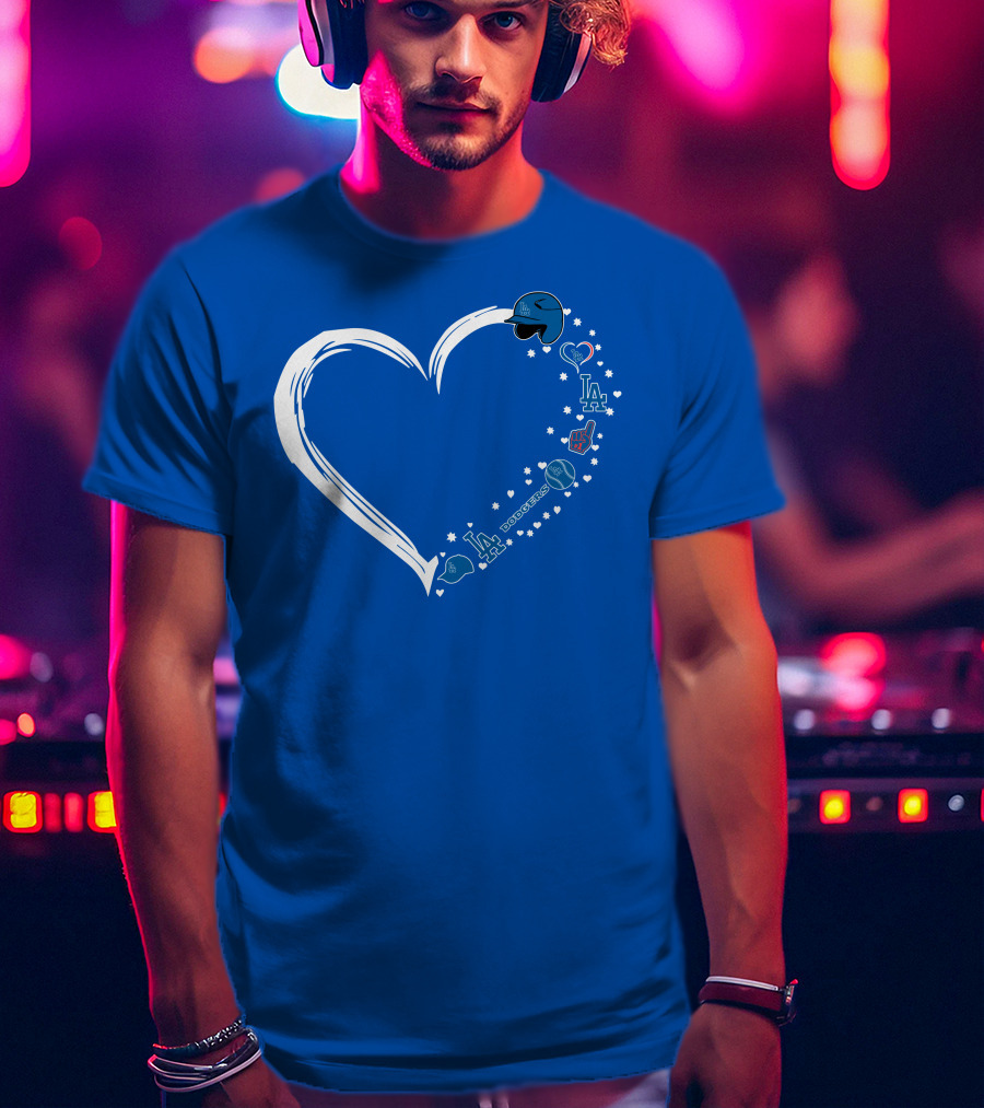 Los Angeles Dodgers Heart LA Dodgers Fan Baseball Symbols T-Shirt