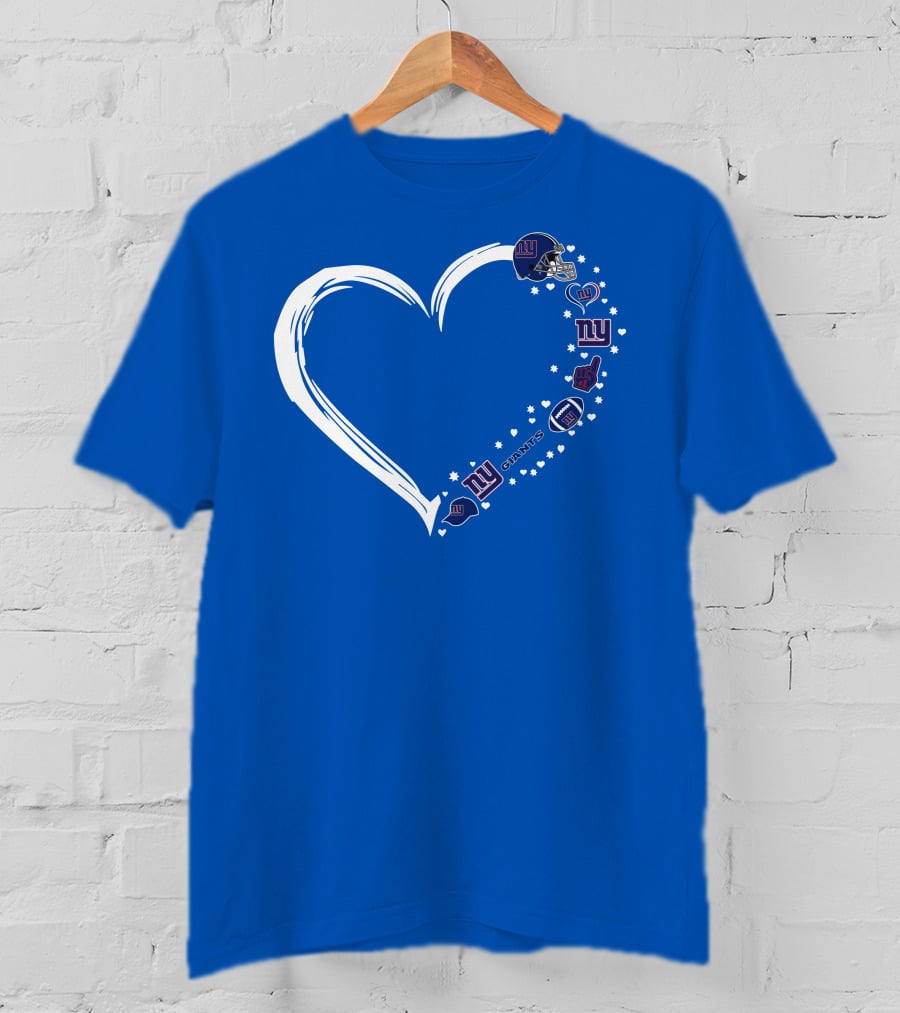New York Giants Fan Heart Design With Logos And Symbols T-Shirt