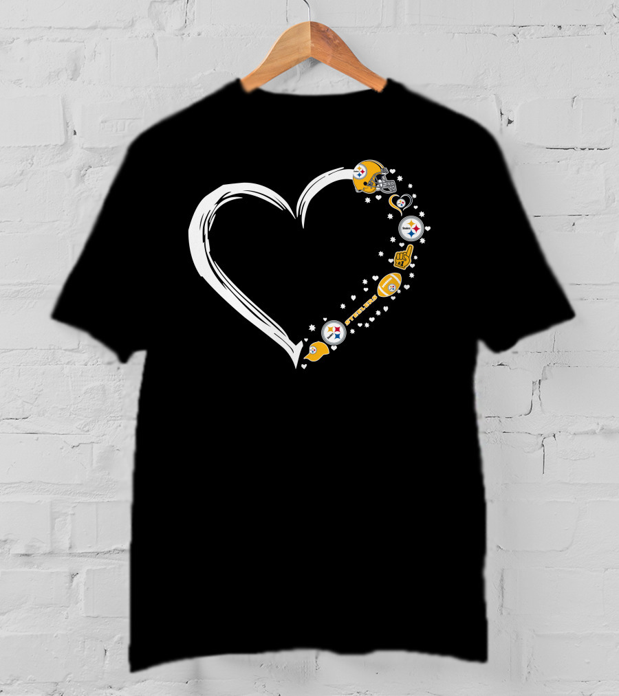 Pittsburgh Steelers Heart Helmet Foam Finger Stars Fan Art #1 Fan T-Shirt