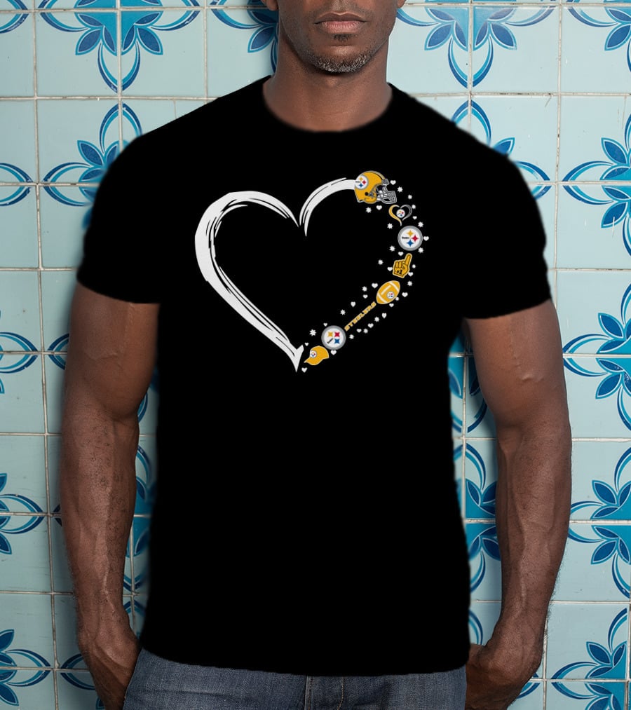 Pittsburgh Steelers Heart Helmet Foam Finger Stars Fan Art #1 Fan T-Shirt