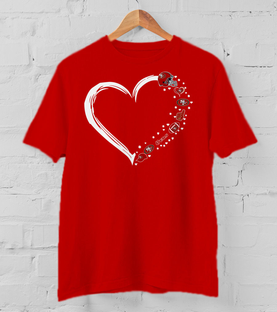 San Francisco 49ers Heart Design With Helmet T-Shirt