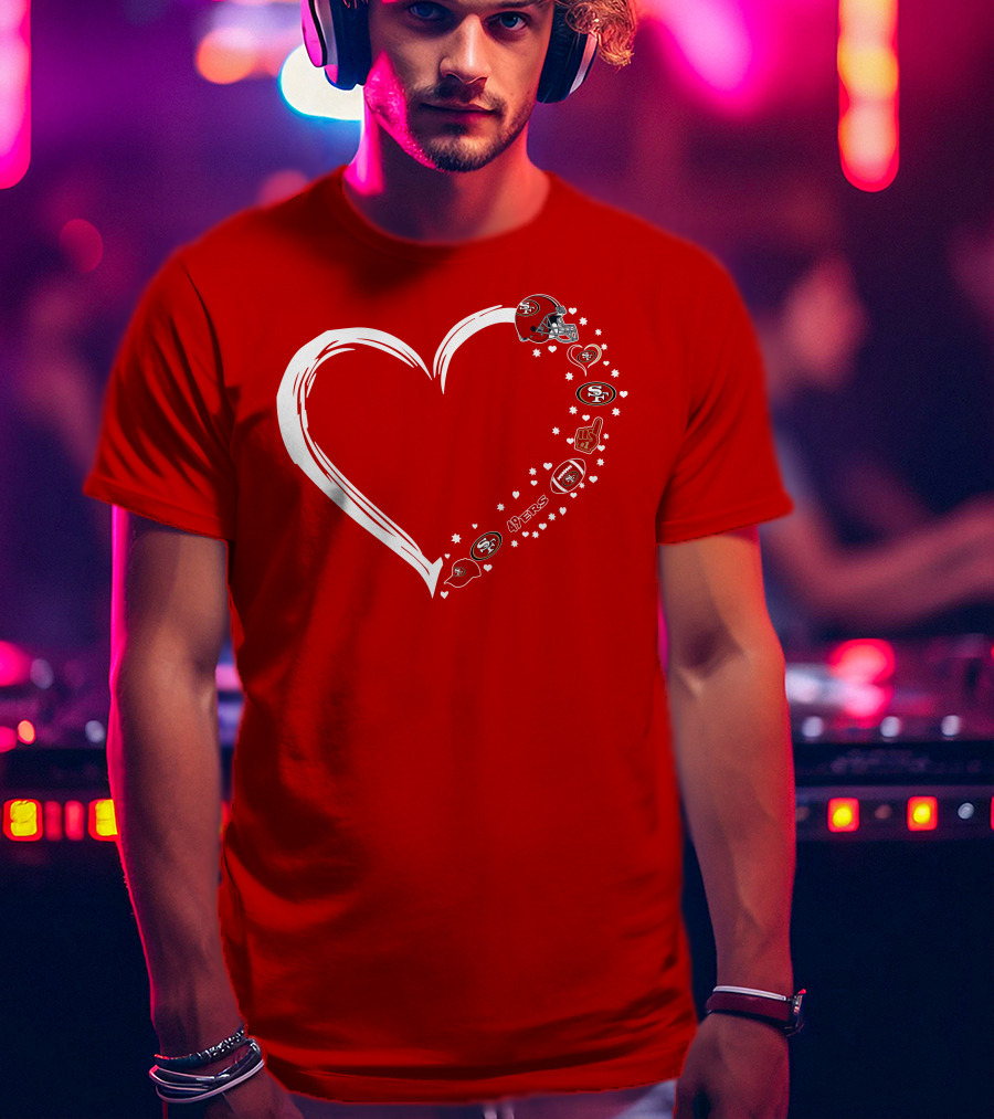 San Francisco 49ers Heart Design With Helmet T-Shirt