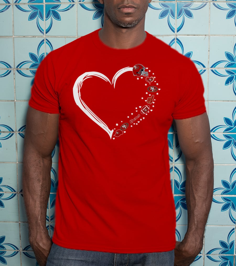 San Francisco 49ers Heart Design With Helmet T-Shirt