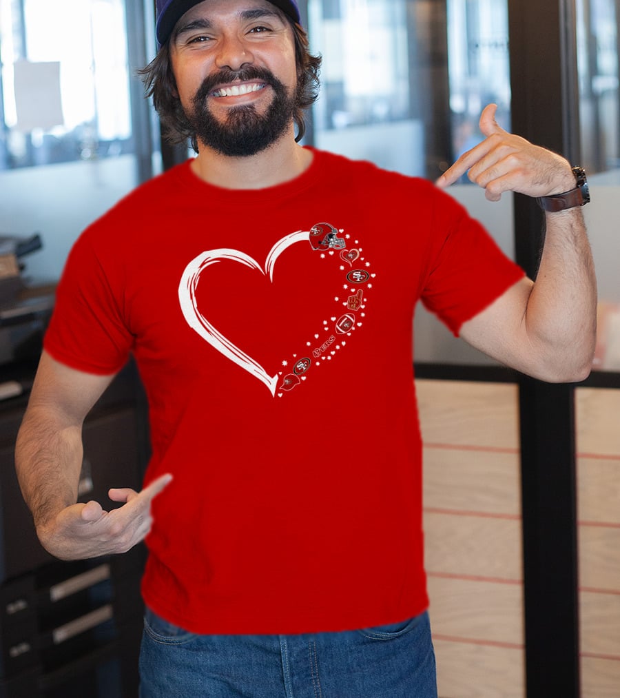 San Francisco 49ers Heart Design With Helmet T-Shirt