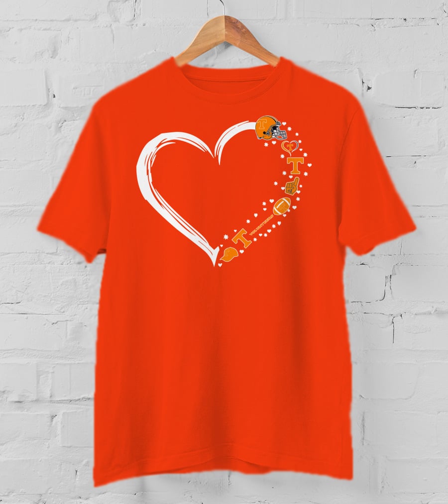 Tennessee Volunteers Heart Helmet Foam Finger Football Stars T-Shirt