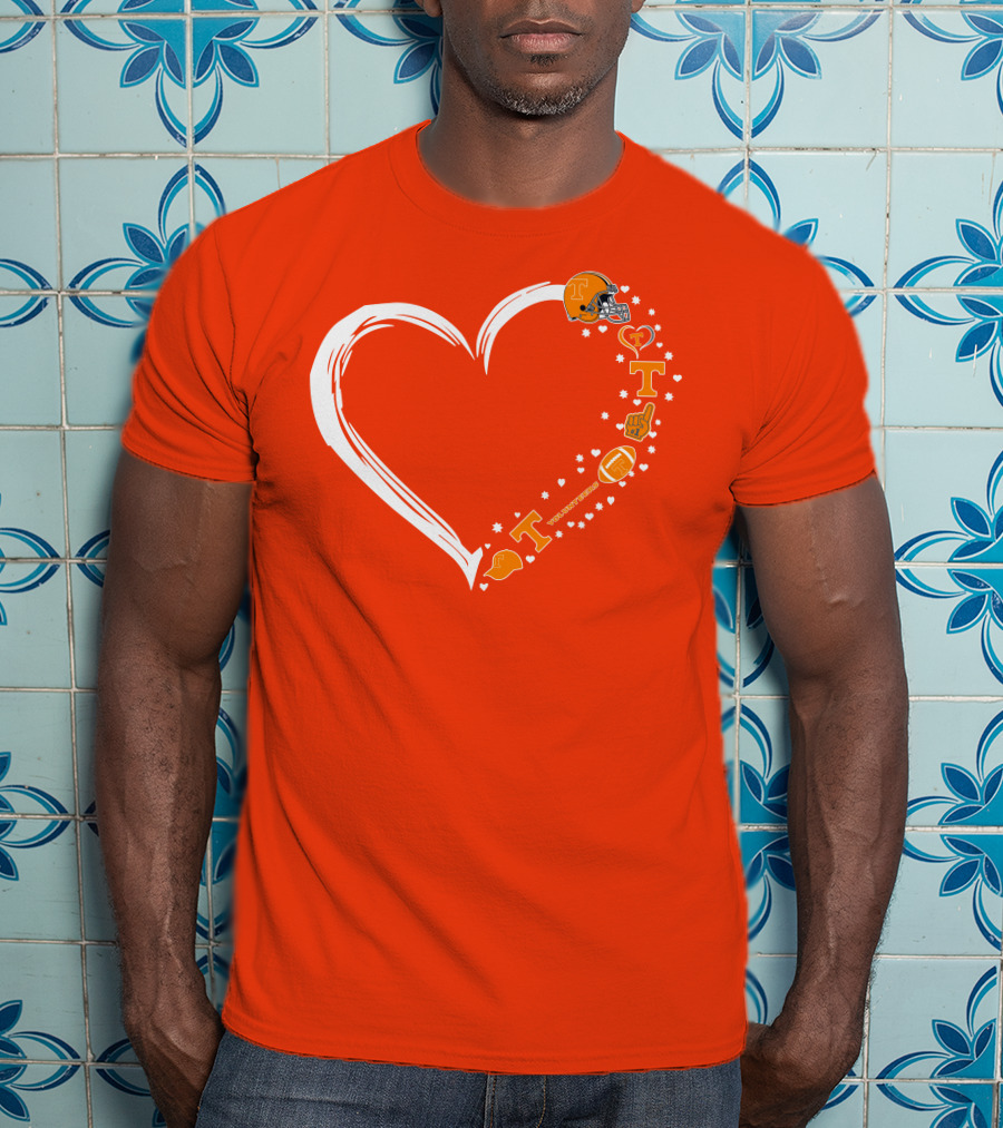 Tennessee Volunteers Heart Helmet Foam Finger Football Stars T-Shirt
