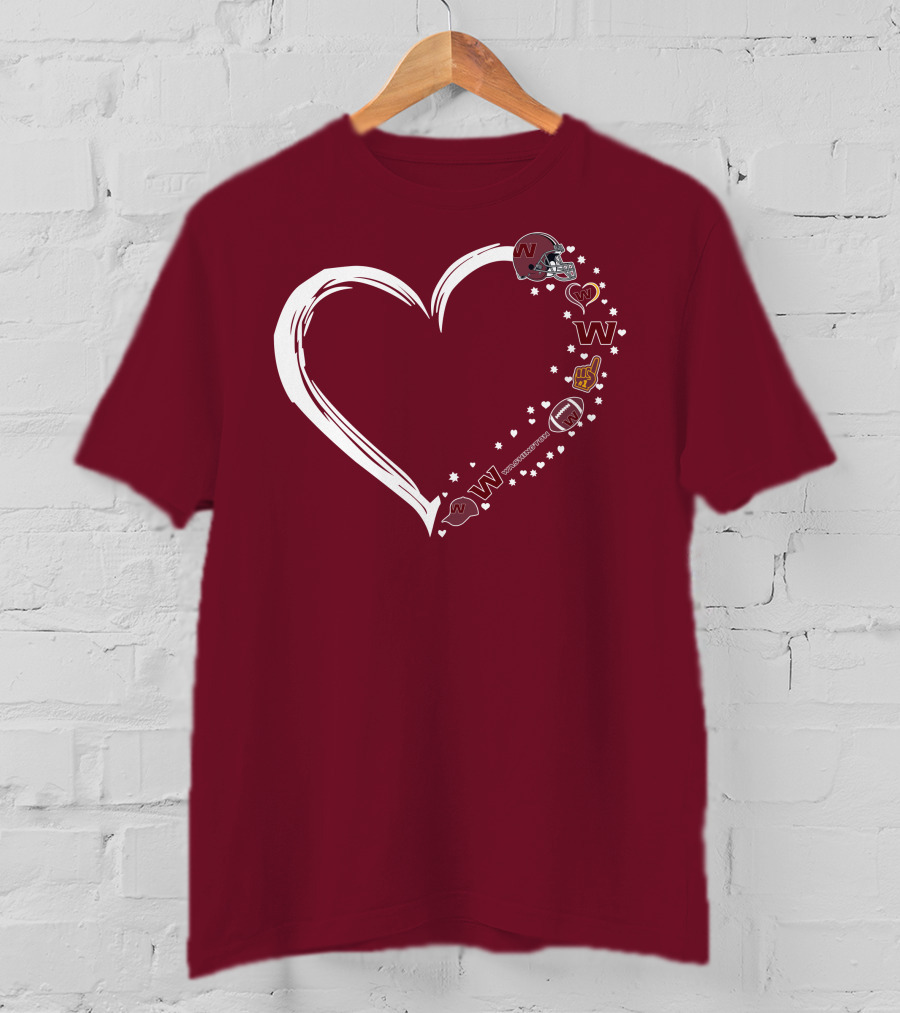 Washington Football Team Heart Helmet Fan W Love #1 T-Shirt