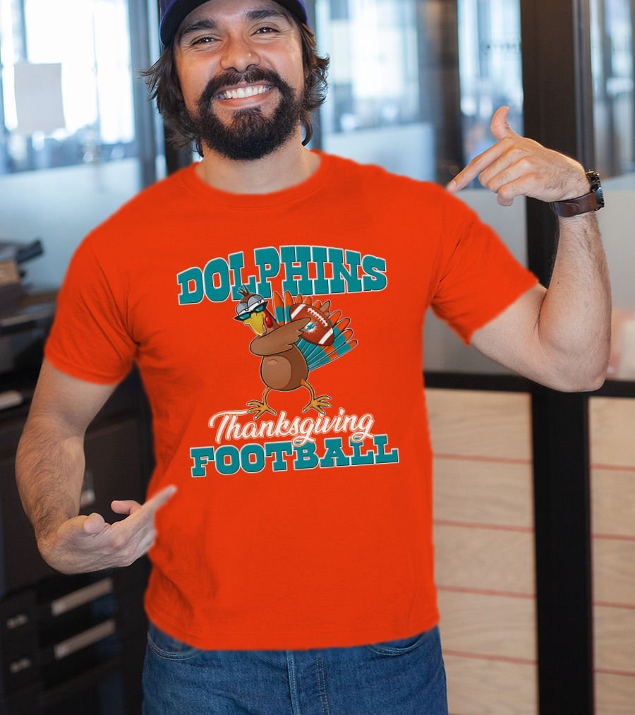 Dolphins Thanksgiving Football Turkey T-Shirt