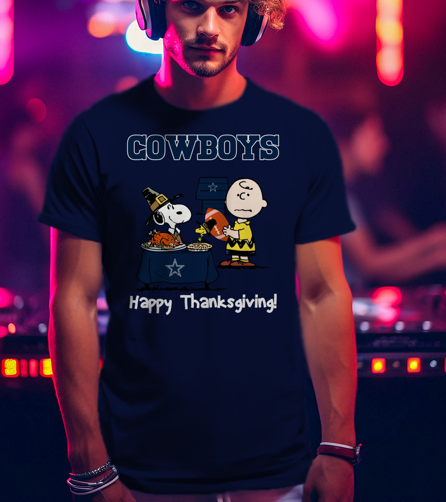 Dallas Cowboys Snoopy Charlie Brown Happy Thanksgiving T-Shirt