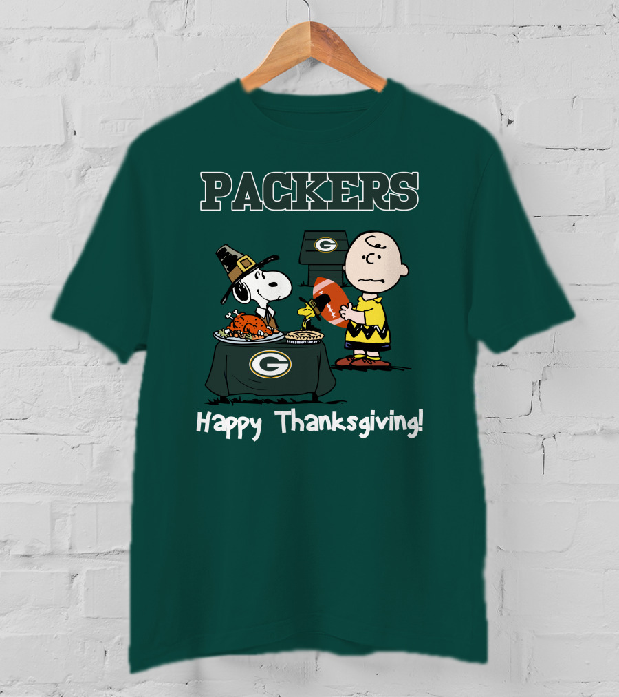 Packers Snoopy Charlie Brown Happy Thanksgiving T-Shirt