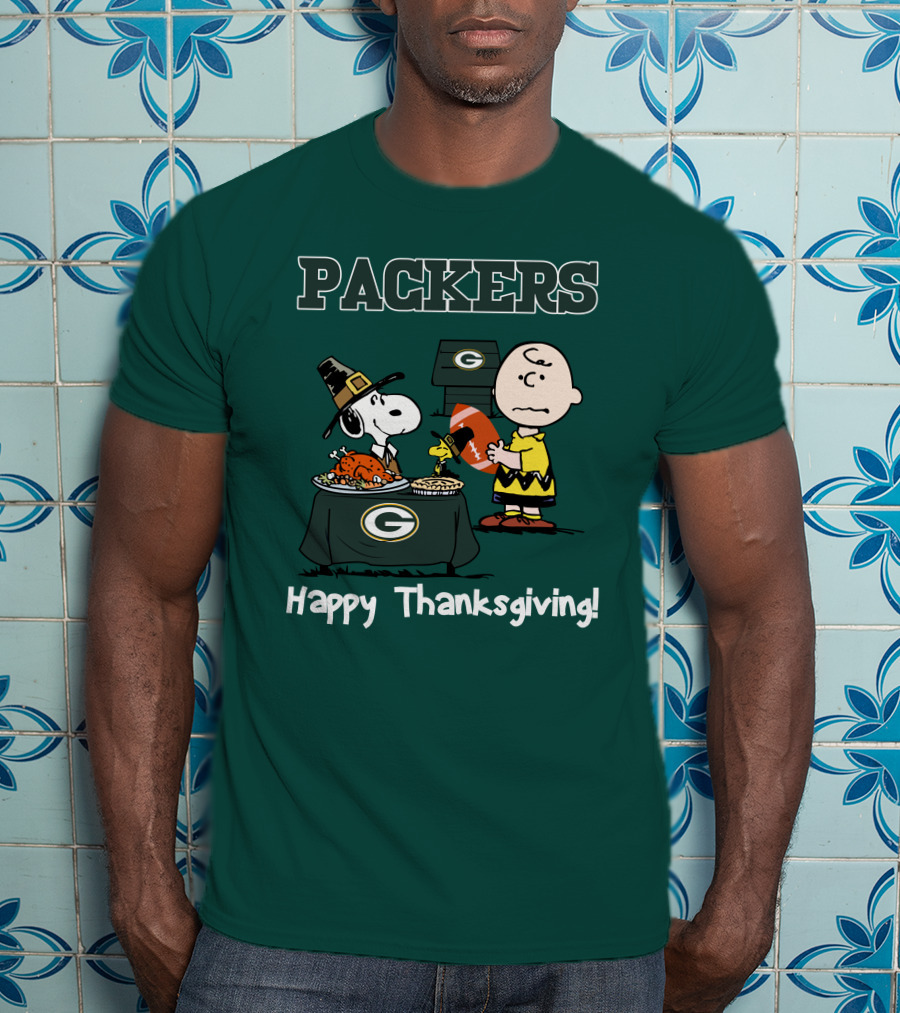 Packers Snoopy Charlie Brown Happy Thanksgiving T-Shirt