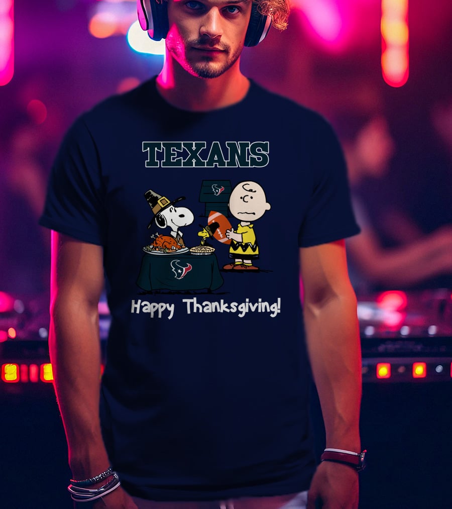 Texans Snoopy Charlie Brown Thanksgiving Football T-Shirt