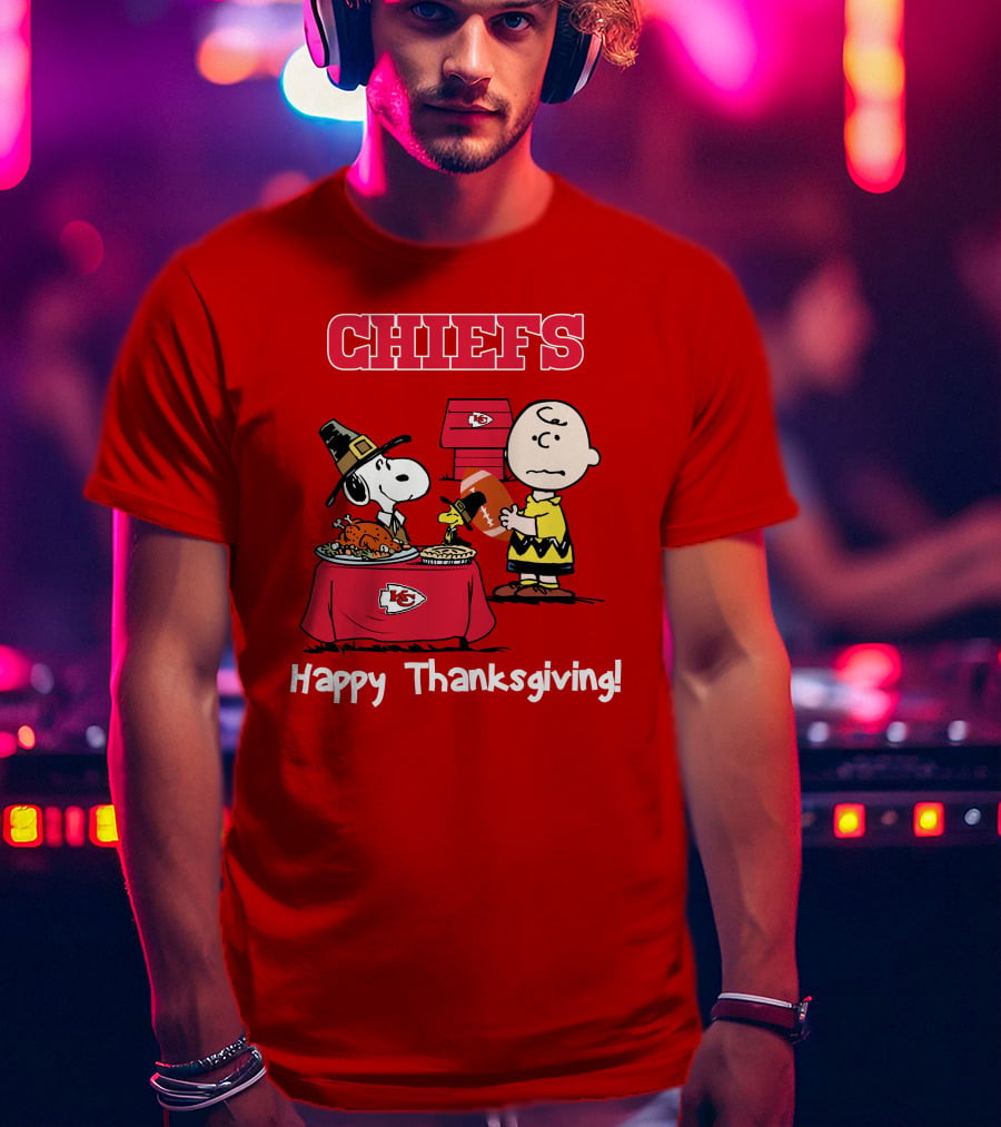 Chiefs Snoopy Charlie Brown Thanksgiving Kansas City Football T-Shirt