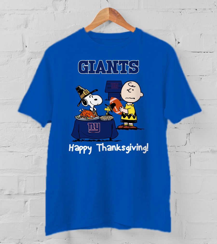 GIANTS Snoopy Happy Thanksgiving Football Charlie Brown T-Shirt