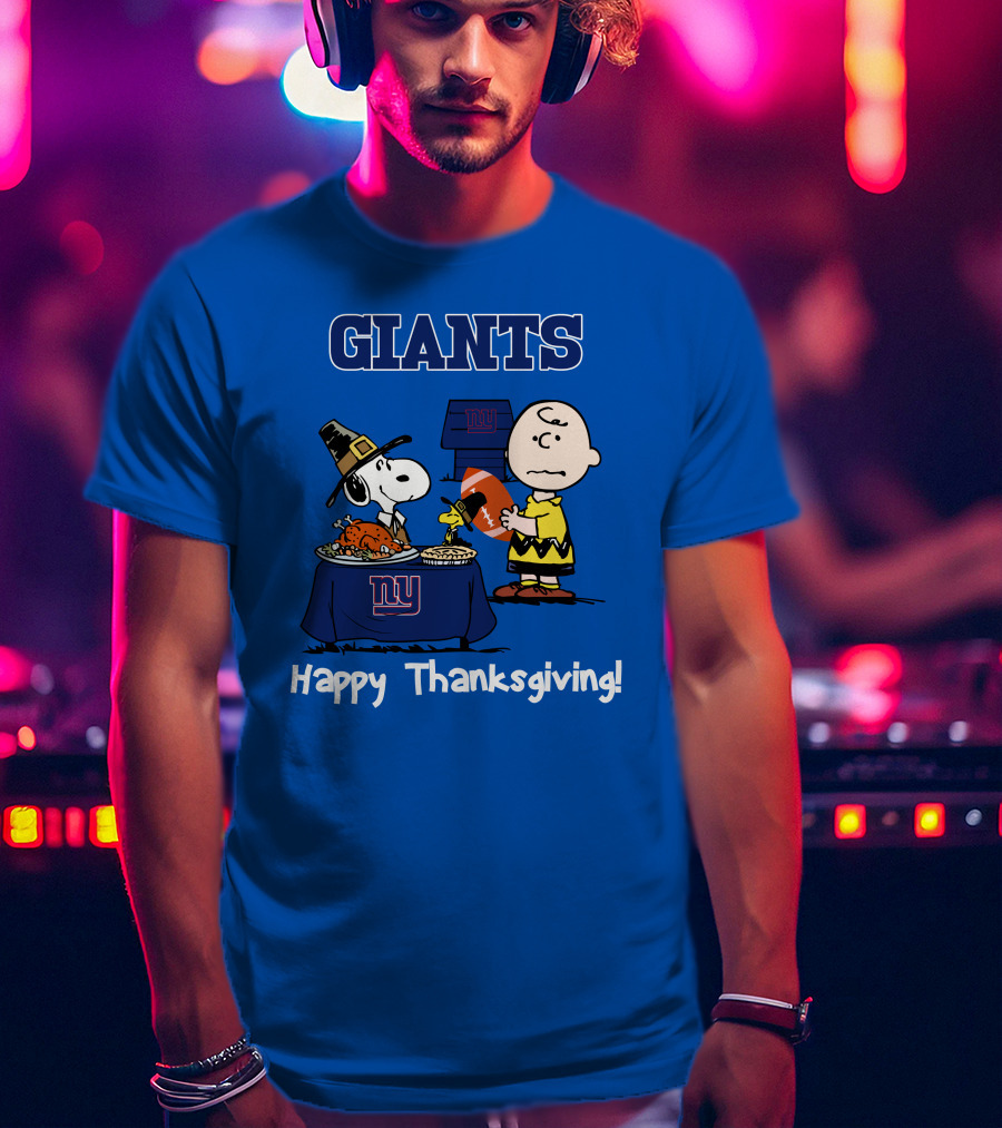 GIANTS Snoopy Happy Thanksgiving Football Charlie Brown T-Shirt