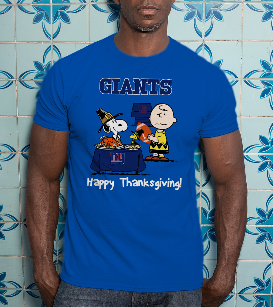 GIANTS Snoopy Happy Thanksgiving Football Charlie Brown T-Shirt