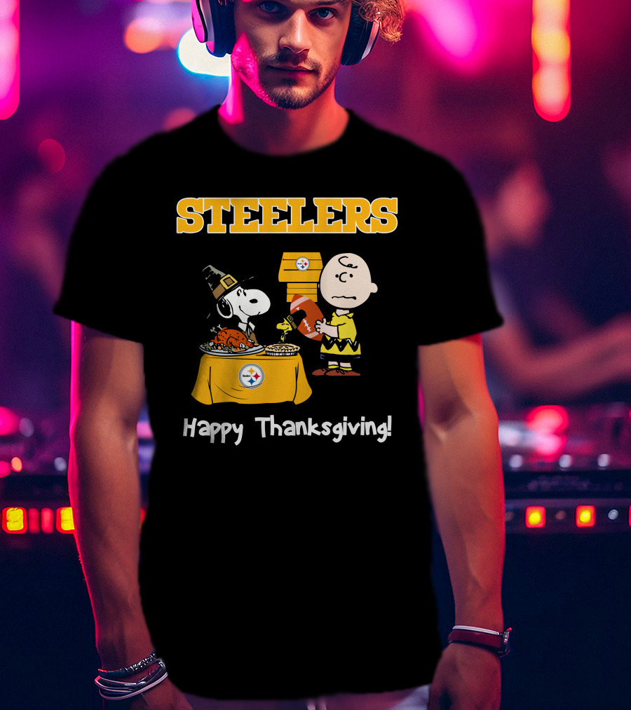 Steelers Snoopy Charlie Brown Happy Thanksgiving T-Shirt